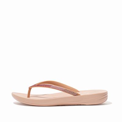 Fitflop Women's IQUSHION Ombre Sparkle Flip Flops - Beige, OU0967435